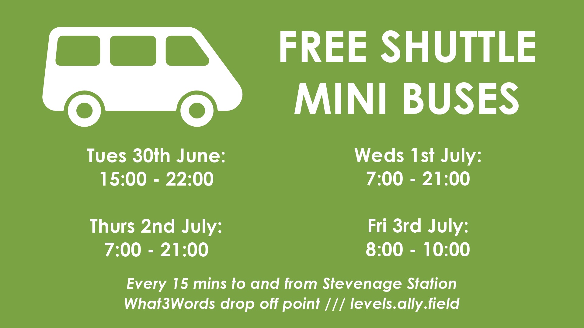 Groundswell 2026 Shuttle Bus Timings